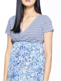 Short-sleeved Porcelain Mixed Print Nightie