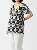 Black and White Geometric Print Maternity Babydoll Blouse