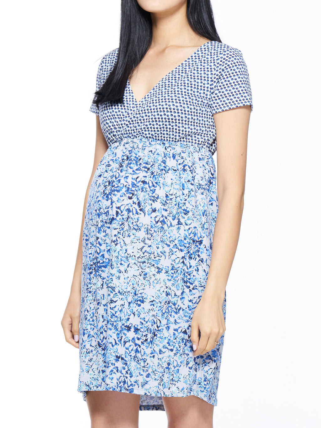 Short-sleeved Porcelain Mixed Print Nightie