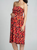 Red and Black Maternity and Nursing Tube Dress