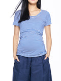 The Everyday Maternity and Nursing Basic Tee in Blue Stripes
