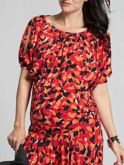 Gathered Split Sleeve Maternity and Nursing Blouse