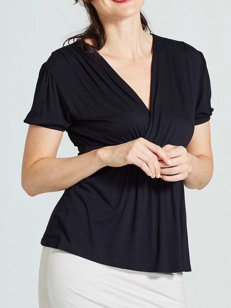 Pleated Shoulder Maternity and Nursing Blouse