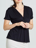Pleated Shoulder Maternity and Nursing Blouse