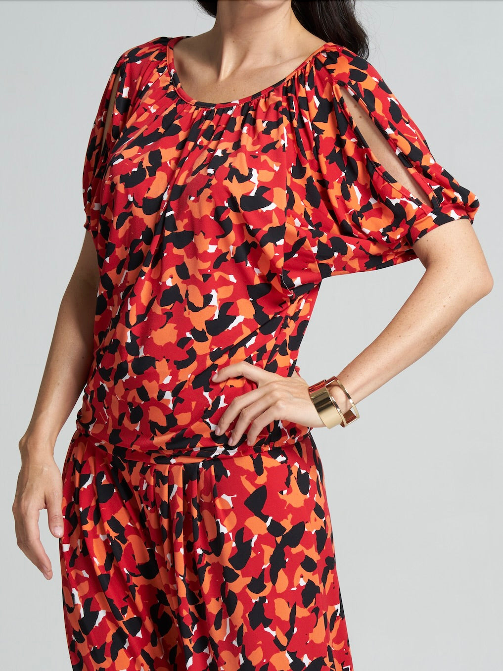 Gathered Split Sleeve Maternity and Nursing Blouse