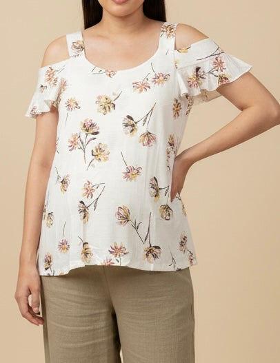 Magnolia Flutter Sleeve Maternity and Nursing Blouse