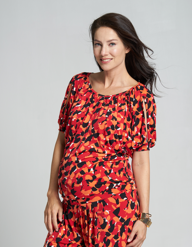 Gathered Split Sleeve Maternity and Nursing Blouse