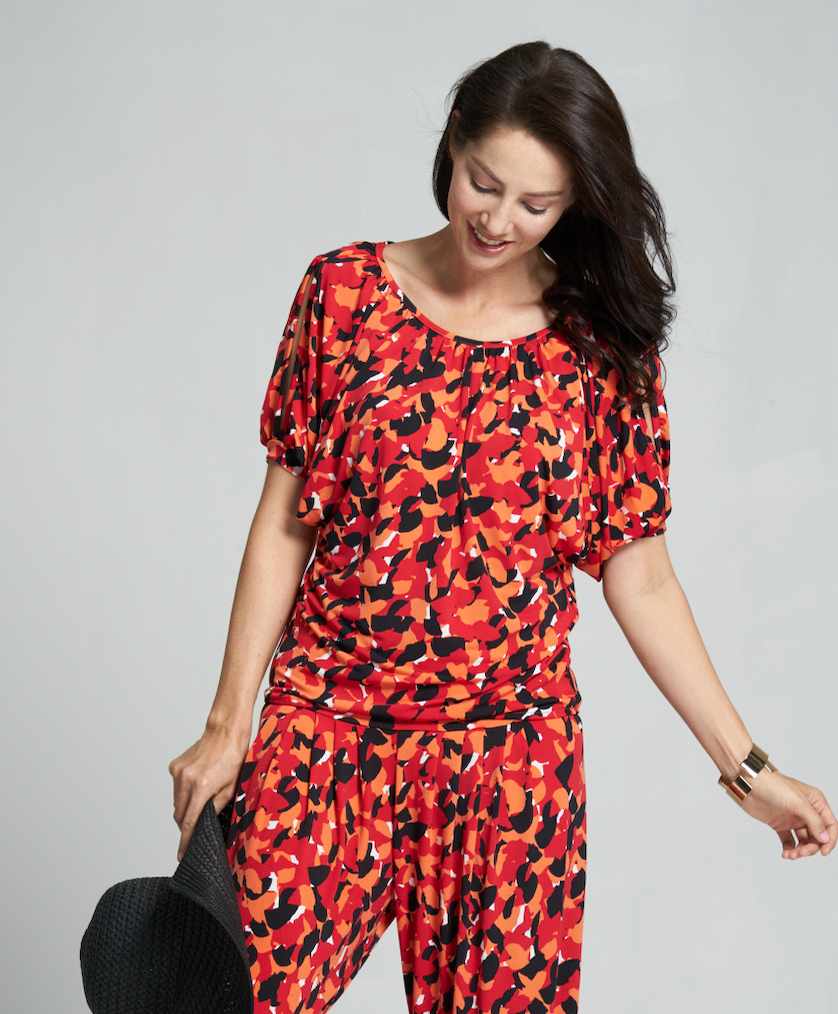 Gathered Split Sleeve Maternity and Nursing Blouse