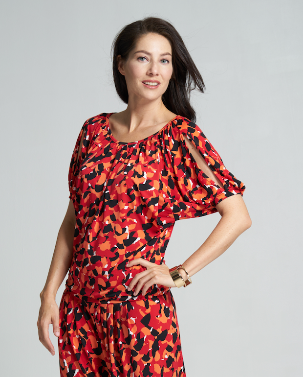 Gathered Split Sleeve Maternity and Nursing Blouse