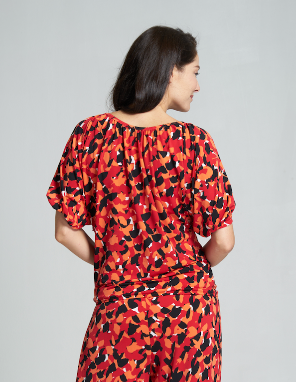 Gathered Split Sleeve Maternity and Nursing Blouse