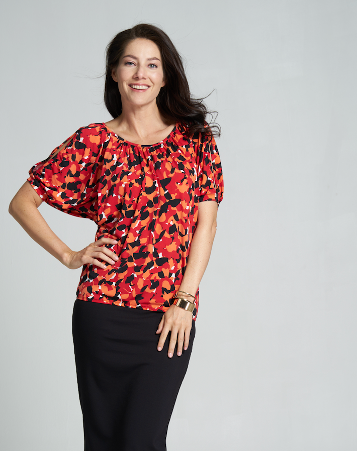 Gathered Split Sleeve Maternity and Nursing Blouse