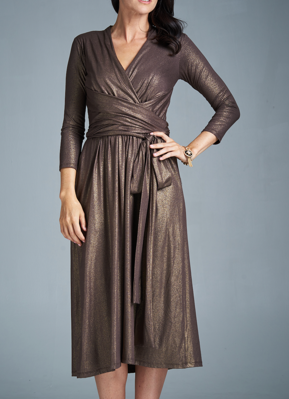 Bronze Theory Formal Wrap Dress