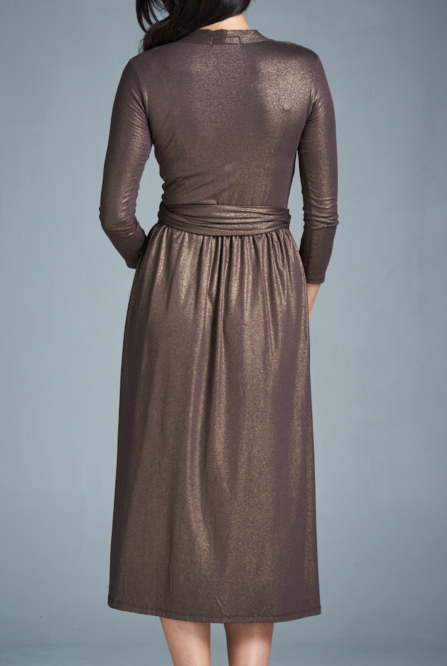 Bronze Theory Formal Wrap Dress