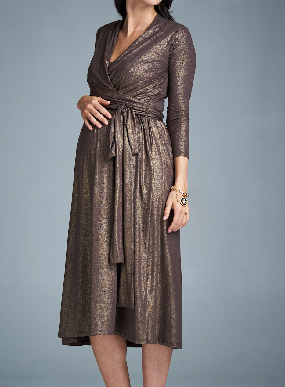 Bronze Theory Formal Wrap Dress